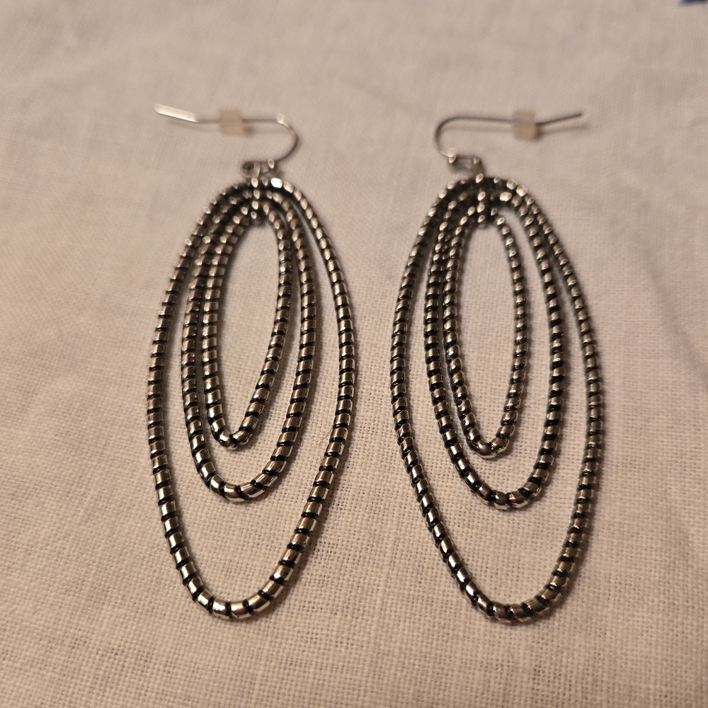 Premier Designs Silver Textured Hoop Earrings